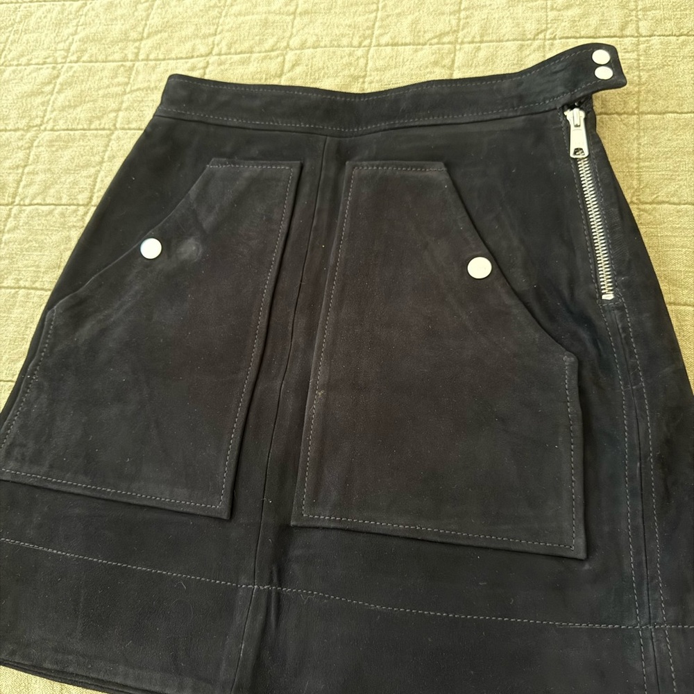 Black Goat Leather Skirt
